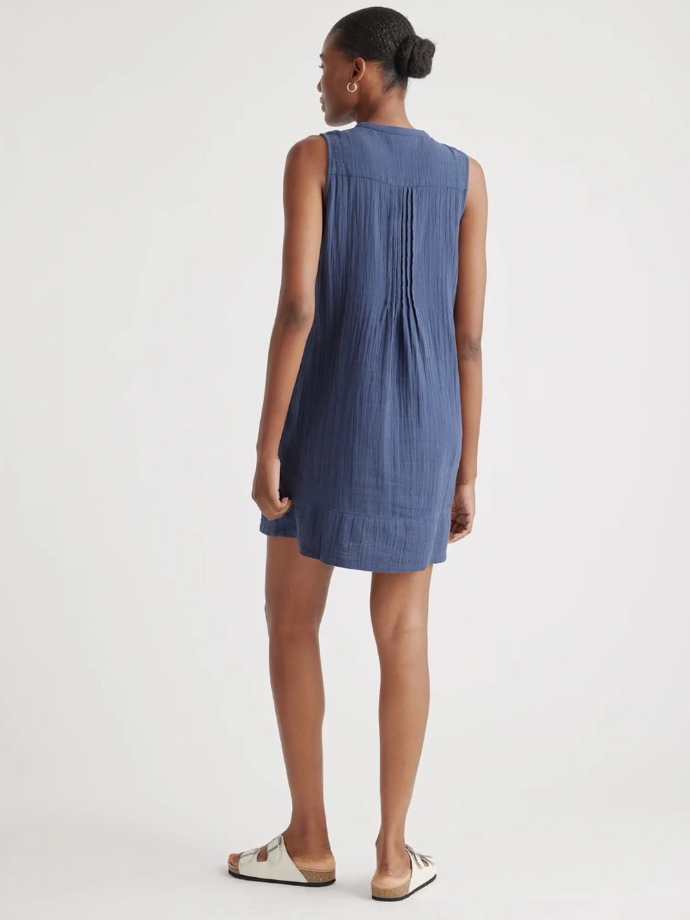 Quince Navy Pintuck Sleeveless Dress - Picture 2 of 8